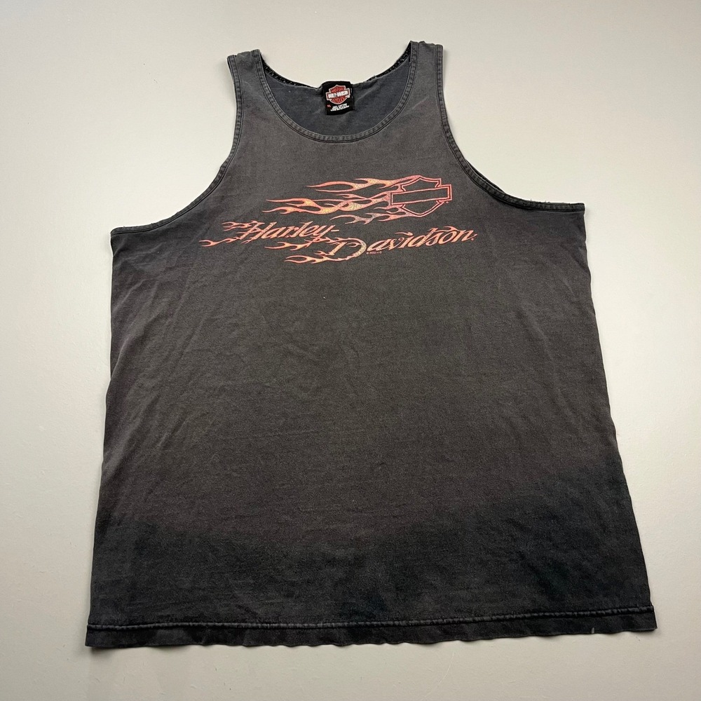 Harley Davidson Tank Top Mens XL Black Bloomington Indiana Graphic USA Made 90s